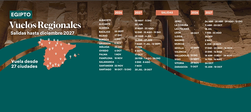 CINCO ESTRELLAS CLUB AMPLÍA EN 2027 SU OPERATIVA DE VUELOS REGIONALES A EGIPTO CON MÁS CIUDADES DE ORIGEN